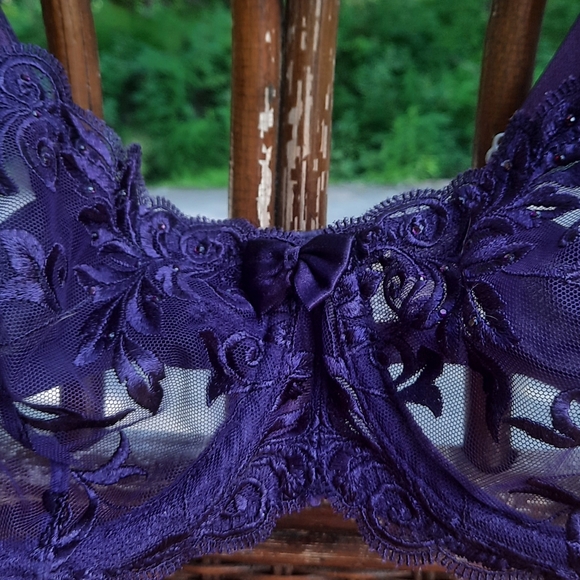 🌟3/50 Soma Purple Lace Sexy Sheer Bra - Picture 8 of 10